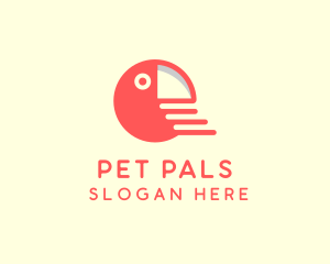 Round Red Parrot logo design