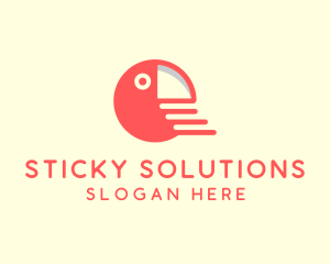 Round Red Parrot logo design