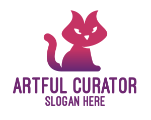 Purple Cat Kitten logo design