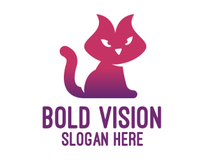 Purple Cat Kitten logo design