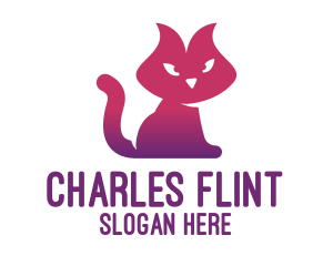 Purple Cat Kitten logo design