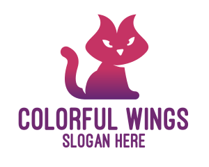 Purple Cat Kitten logo design