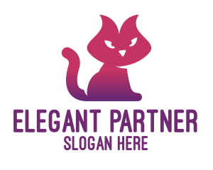 Purple Cat Kitten logo design