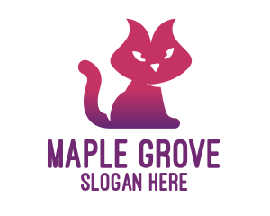 Purple Cat Kitten logo design