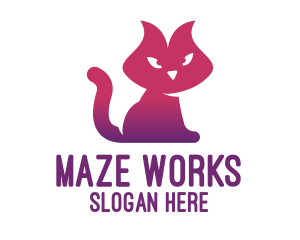 Purple Cat Kitten logo design