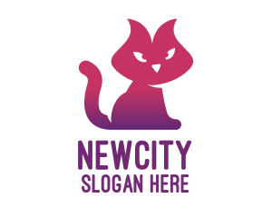 Purple Cat Kitten logo design