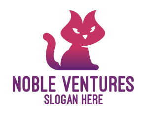 Purple Cat Kitten logo design