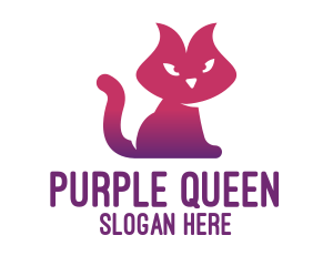 Purple Cat Kitten logo design