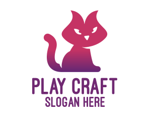 Purple Cat Kitten logo design