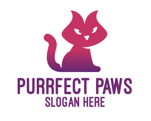 Purple Cat Kitten logo design