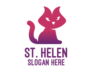 Purple Cat Kitten logo design