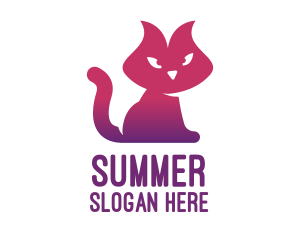 Purple Cat Kitten logo design