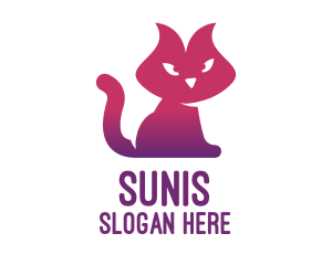 Purple Cat Kitten logo design