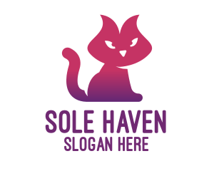 Purple Cat Kitten logo design