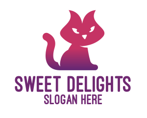 Purple Cat Kitten logo design