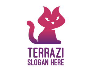 Purple Cat Kitten logo design