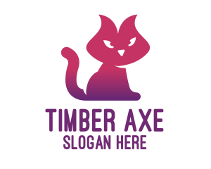 Purple Cat Kitten logo design