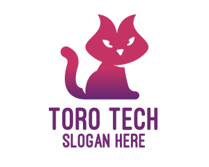 Purple Cat Kitten logo design