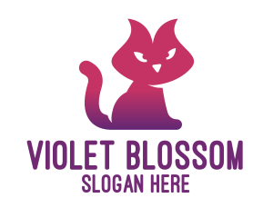 Purple Cat Kitten logo design