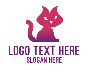 Playful - Purple Cat Kitten logo design