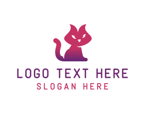 Purple Cat Kitten logo design