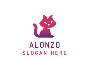 Purple Cat Kitten logo design