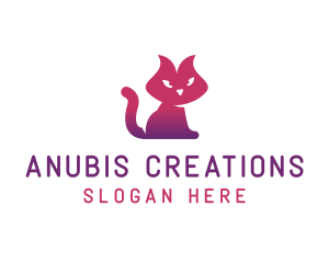 Purple Cat Kitten logo design