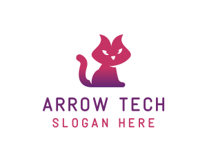 Purple Cat Kitten logo design