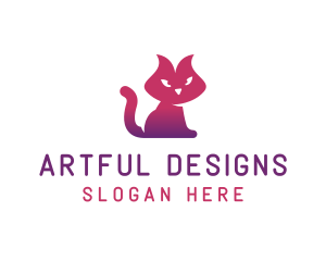 Purple Cat Kitten logo design