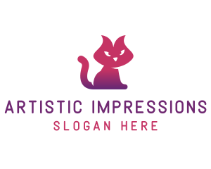 Purple Cat Kitten logo design