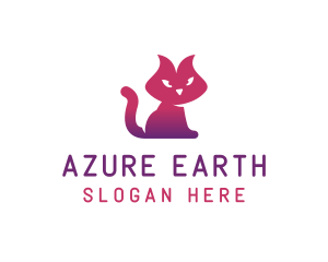 Purple Cat Kitten logo design