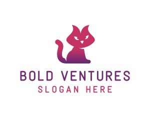 Purple Cat Kitten logo design