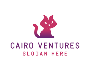 Purple Cat Kitten logo design