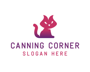 Purple Cat Kitten logo design