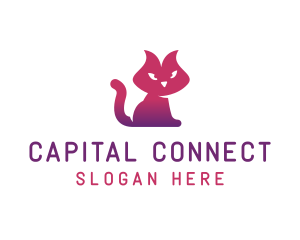 Purple Cat Kitten logo design