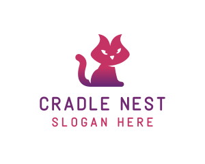 Purple Cat Kitten logo design