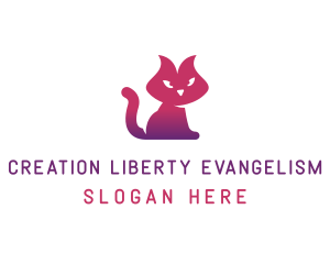 Purple Cat Kitten logo design