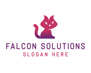 Purple Cat Kitten logo design