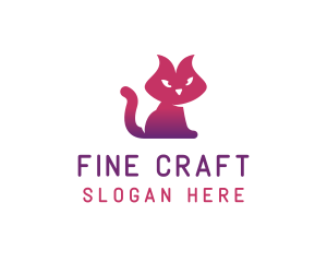 Purple Cat Kitten logo design