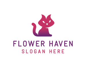 Purple Cat Kitten logo design