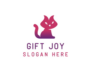 Purple Cat Kitten logo design