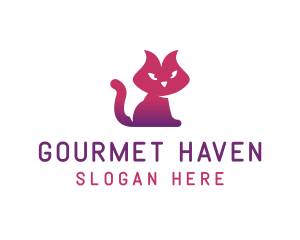 Purple Cat Kitten logo design