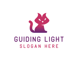 Purple Cat Kitten logo design