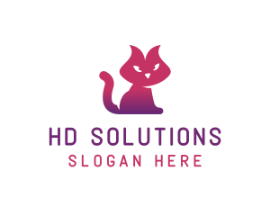 Purple Cat Kitten logo design