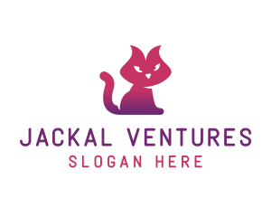 Purple Cat Kitten logo design