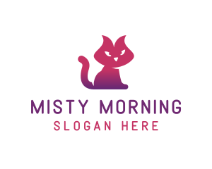 Purple Cat Kitten logo design