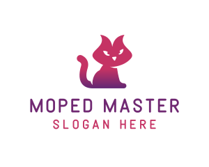 Purple Cat Kitten logo design