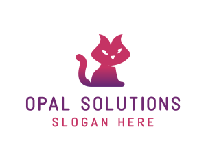 Purple Cat Kitten logo design