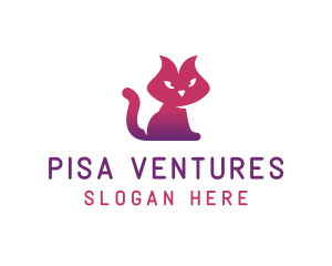 Purple Cat Kitten logo design