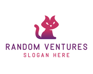 Purple Cat Kitten logo design